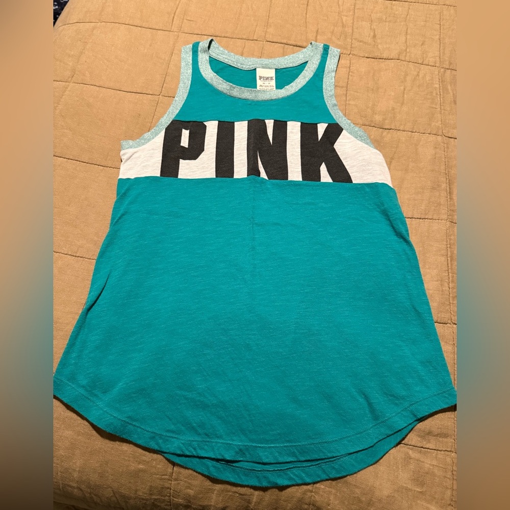 Vintage Victoria's Secret PINK Turquoise and White Women’s Tank, Size XS